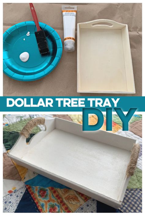 Dollar Tree Mini Tray Ideas, Diy Coffee Table Tray Dollar Store, Dollar Tree Wood Tray Diy, Cricut Tray Projects, Dollar Store Gifts Diy, Diy Projects Dollar Tree, Diy Serving Tray Ideas Paint, Diy Dollar Tree Tray Ideas, Dollar Tree Trays Diy