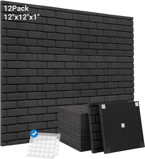 Amazon.com: Sound Proof Foam Panels, Kuchoow 12 Pack Acoustic Panels 1" X 12" X 12" Sound Absorbing Noise Cancelling Wall Panels for Studio/Living Room/Bedroom Soundproofing(Come with Adhesive Sticker) : Musical Instruments Noise Cancelling Wall, Studio Living Room, Foam Panels, Studio Living, Sound Absorbing, Acoustic Panels, Noise Cancelling, Wall Panels, Living Room Bedroom