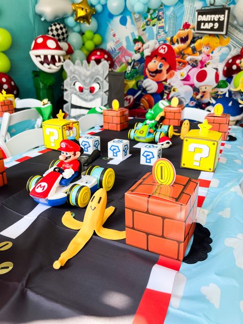 Mario, Mario kart, Mario birthday, mario kart birthday, mario kart party, diy mario, diy mario kart, diy mario decor, mario decor, mario decoration, dollar tree diy Mario Kart Racing Birthday Party, Super Mario Kart Birthday Party, Mario Kart Themed Birthday Party, Mario Kart Decor, Mario Kart Party Decorations, Nintendo Birthday Party Ideas, Mario Cart Decorations, Mario Kart Decorations, Mario Kart Birthday Party