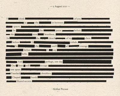 a blackout poem ("Almost as if the blacked out words were never meant to be there at all") Blackout Poems, Found Poetry, Typewriter Series, Shel Silverstein, Blackout Poetry, Poetry Art, The Perfect Guy, Poetry Words, I Think Of You