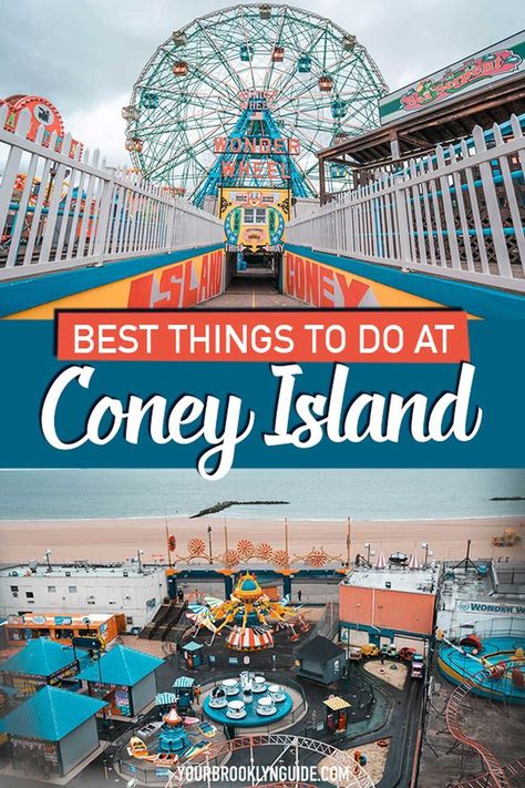 All the best things to do at Coney Island, one of the most iconic New York City destinations for over 100 years, including everything from food to rides. Coney Island Aesthetic, Brooklyn Things To Do, Coney Island Beach, Brooklyn Guide, New York Trip Planning, Nyc Tourist, Coney Island Amusement Park, Nyc Tips, Where To Eat In Nyc