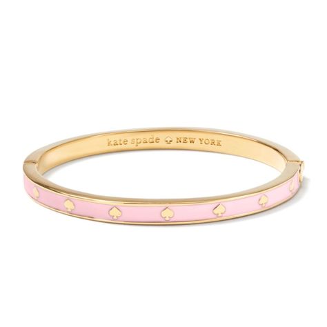 Luxury Designer Kate Spade at Up to 70% Off Retail. Real or Your Money Back. Shop The Luxury Resale Marketplace Made by Women, for Women. Your Fave Brands Coming in Hot Daily. Stack your bracelets to make a statement. No matter if this makes the first one in your pile.or the 100th. * Gold plated metal with enamel fill * Hinge opening * Includes Kate Spade Jewelry Bag Pouch  |  Tradesy is the leading used luxury fashion resale marketplace | 100% AUTHENTIC, OR YOUR MONEY BACK | We have a zero-tole Bracelets To Make, Kate Spade Bracelet, Kate Spade Bangle, Preppy Jewelry, Jewelry Accessories Ideas, Dope Jewelry, Jewelry Essentials, Pink Jewelry, Jewelry Bag