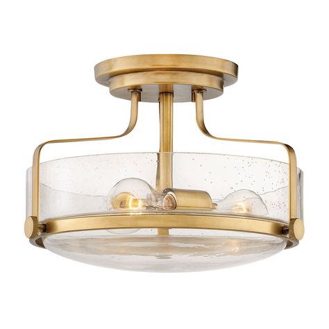 Hinkley Harper Heritage Brass 15 Inch Three Light Semi Flush Mount 3641hb Cs | Bellacor Steel Canopy, Semi Flush Lighting, Decorative Knobs, Semi Flush Ceiling Lights, Hinkley Lighting, Seeded Glass, Glass Diffuser, Flush Ceiling Lights, Semi Flush Mount