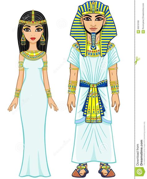 Animation Egyptian Imperial Family In Ancient Clothes. Stock Vector - Image: 66619166 Egyptian Traditional Clothing, Ancient Egypt Clothing, Egypt Clothing, Clothes Clipart, Egyptian Clothes, Egyptian Crafts, Ancient Egypt Projects, Ancient Clothes, Egyptian Dress