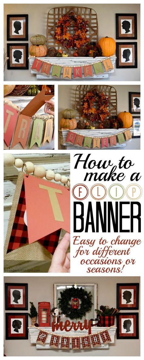 Birthday Banner Diy, Cricut Banner, Banner Diy, Thanksgiving Banner, Fall And Thanksgiving, Thanksgiving Decorations Diy, How To Make Banners, Fall Banner, Holiday Banner