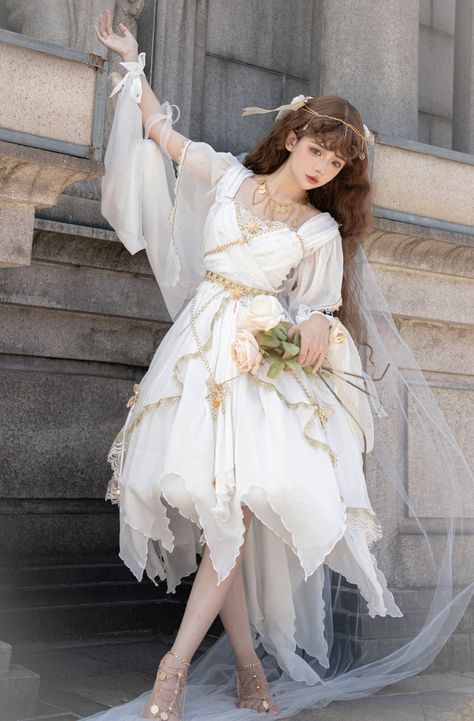 Greek Outfit, Era Victoria, Greek Dress, One Piece Full, Goddess Outfit, Handkerchief Skirt, Shopping Link, Goddess Costume, Poses References