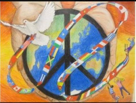 Peace Poster Ideas Art, Peace Drawing Ideas Paintings, World Peace Drawing, Painters Tape Art, Peace Drawing, Peace Painting, World Peace Day, Earth Drawings, Peace Poster