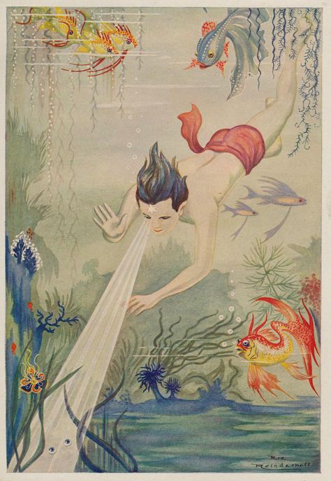 Rie Reinderhoff , ill l pg 193 sprookjes uit alle landen 1941 ... Art Vampire, Mermaid Poster, Dengeki Daisy, Fantasy Mermaids, Ko Samui, Mermaid Fairy, Real Mermaids, Mermaid Dreams, Samurai Tattoo