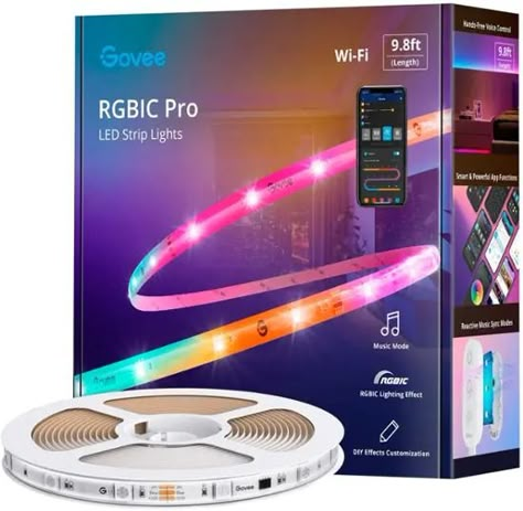 Govee Wi-Fi RGBIC LED Strip Light 10 feet Multi H619ZAD1 - Best Buy Led Strip Lights In Bedroom, Stevie Bell, Lights In Bedroom, Fairy Lights Room, Bedroom Makeover Ideas, Bunk Beds With Drawers, Led Curtain, Led Color Changing Lights, Led Fairy Lights