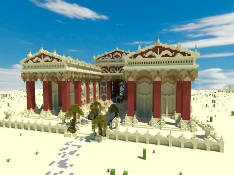 Minecraft Greek Temple, Minecraft Castle Blueprints, Desert Temple, Mc Mods, Northwest Style, Minecraft Castle, Greek Temple, Greek House, Minecraft Plans