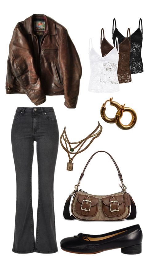 aesthetic cute brown leather jacket outfit Brown Leather Jacket Aesthetic, Aesthetic Cute Brown, Leather Jacket Aesthetic, Brown Jacket Outfit, Brown Leather Jacket Outfit, Jacket Aesthetic, Leather Jacket Outfit, Leather Jacket Outfits, Brown Outfit