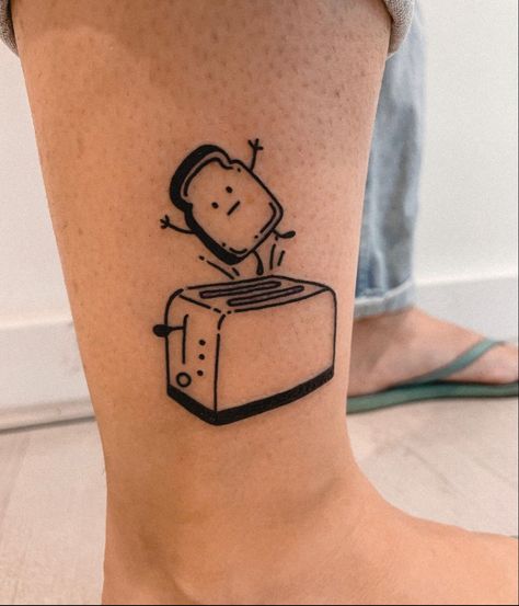 yum Toaster Tattoo Design, Burnt Toast Tattoo, Toaster Tattoo, Toast Tattoo, Tattoo Sentences, Burnt Toast, Tattoo Stencils, Tattoo Design, Geometric Tattoo