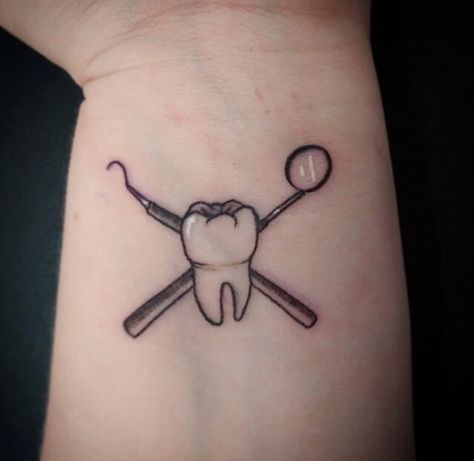 Teeth Tattoo Ideas, Medicine Tattoo Ideas, Tooth Tattoo Ideas, Dentist Tattoo, Dental Tattoo, Hand Tattoo Images, Tooth Tattoo, Dental Work, Magic Tattoo