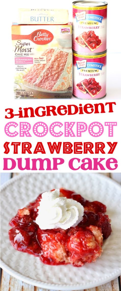 Crock Pot Cobbler, Crockpot Cobbler, Strawberry Dump Cake, Crockpot Dessert, Crockpot Cake, Dessert Halloween, Dump Cake Recipe, Crockpot Dessert Recipes, Crock Pot Desserts