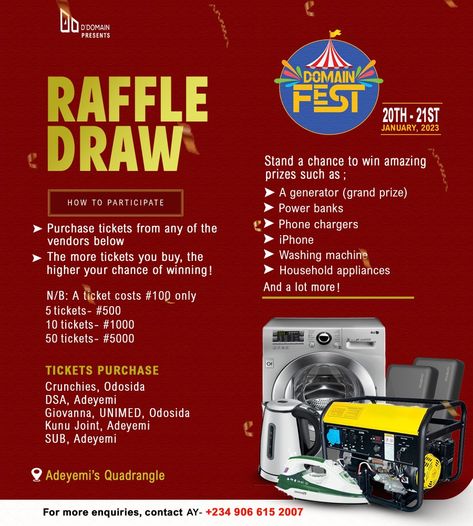 Design with detailed information about a raffle draw contest. Graphic Design Flyer, Skills To Learn, Flyer Design, Poster Design, Design Ideas, Graphic Design, Quick Saves, Design