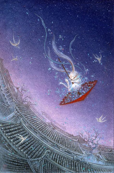 Writing Club, Jade Rabbit, Moon Rabbit, Moon Palace, Rabbit Illustration, Chinese Mythology, Ancient Mythology, Rabbit Art, In The Moon