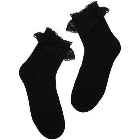 B&B Couture Lace Trim Socks ($9.86) ❤ liked on Polyvore featuring intimates, hosiery, socks, black and lace trim socks Black Ruffle Socks, Lace Trim Socks, Socks Ruffle, Frill Socks, Socks Aesthetic, Ruffle Socks, 2000s Clothing, Frilly Socks, Kids Winter Fashion