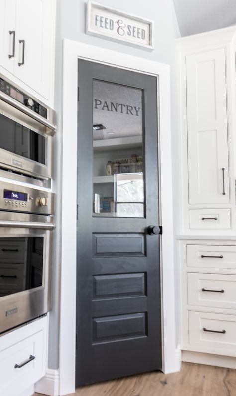 Painted Pantry, Kitchen Pantry Doors, House Pantry, Glass Pantry Door, Glass Pantry, Farmhouse Pantry, Pantry Room, Pantry Remodel, Farmhouse Kitchen Remodel