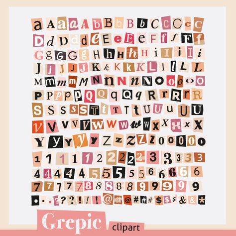 Todos os tamanhos | Alphabet: Paper Cut Alphabet pink / orange / beige clipart pack for scrapbooking, card making, invites | Cute Fonts Alphabet, Newspaper Letters, Alfabet Font, Letter Collage, Magazine Fonts, Pink Scrapbook, Scrapbook Fonts, Scrapbook Letters, Printable Alphabet Letters