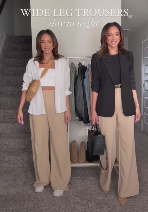 What To Pair With Beige Pants, Beige Pants Outfit Work, Outfit Semiformal, Beige Pants Outfit, Colored Pants Outfits, Slacks Outfit, Pants Outfit Work, Brown Slacks, Beautiful Casual Dresses