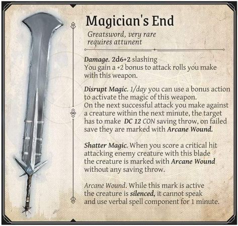 Dnd 5e Magic Greatsword, Dnd Equipment, Dnd Feats, Maps Rpg, Rpg Items, Dungeons And Dragons Rules, Artifact Art, Dnd Items, Dungeon Master's Guide