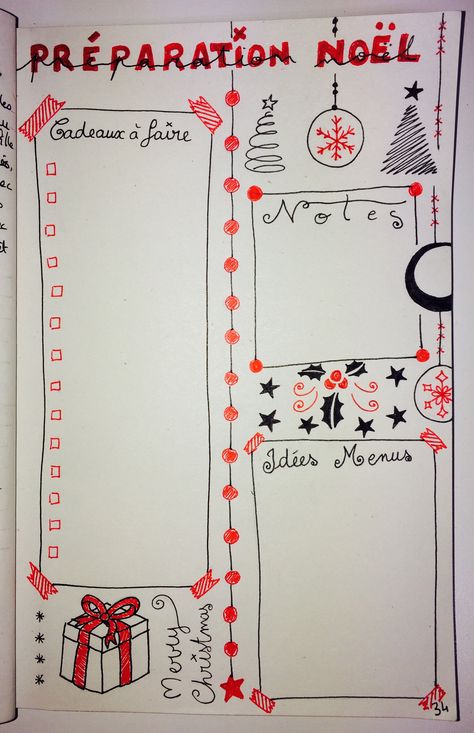 BuJo, Noël, christmas, Bullet Journal, cadeaux, liste Bullet Journal To Do List, Christmas Bullet Journal, Bullet Journal Calendrier, Bullet Journal Christmas, December Bullet Journal, Christmas To Do List, Bullet Journal Page, Bujo Layout, Bullet Journel