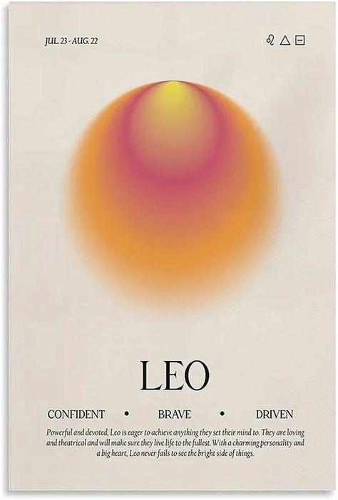 Embrace the allure of the Leo star sign and infuse your surroundings with celestial energy and charm. Zodiac Sign Poster, Aura Print, Leo Star Sign, Zodiac Poster, Paintings Canvas, Leo Horoscope, Leo Sign, Astrology Art, Leo Zodiac