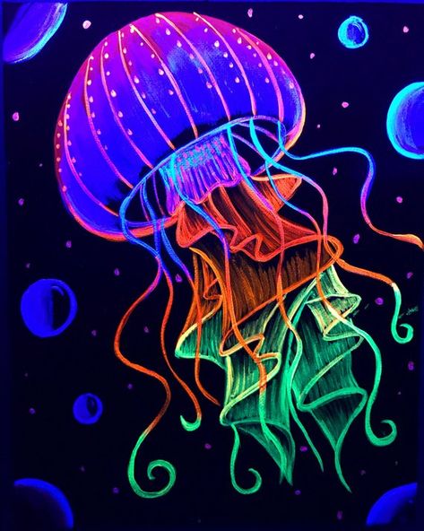 Psychedelic jellyfish . Blacklight