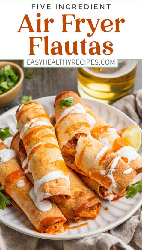 Homemade Flautas, Air Fryer Flautas, Chicken Flautas, Dairy Free Cheese, Mexican Cheese, Low Carb Diet Recipes, Air Fryer Chicken, 5 Ingredient, Flour Tortillas