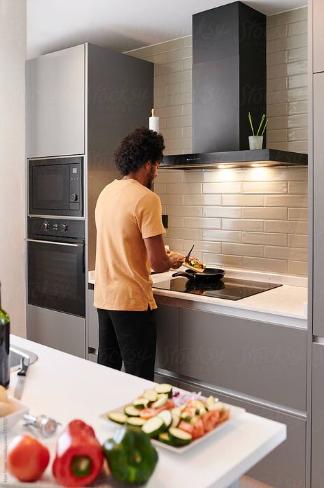 Cooking Dinner Aesthetic Kitchen, Man Cleaning Aesthetic, Cooking In The Kitchen Aesthetic, Cooking In Kitchen Aesthetic, Man Cooking Aesthetic, People In Kitchen, Someone Cooking, Guy Cooking, Cottage Cooking