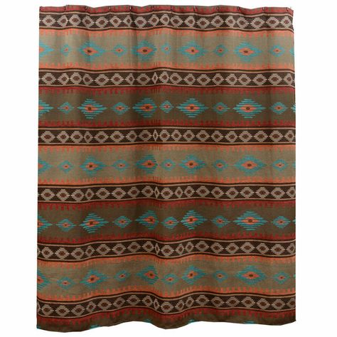 Shower Curtain Valance, Curtain Valance Ideas, Southwest Shower Curtain, Western Shower, Western Shower Curtain, Rustic Bathroom Accessories, Shower Curtain With Valance, Rustic Shower Curtains, Cabin Accessories