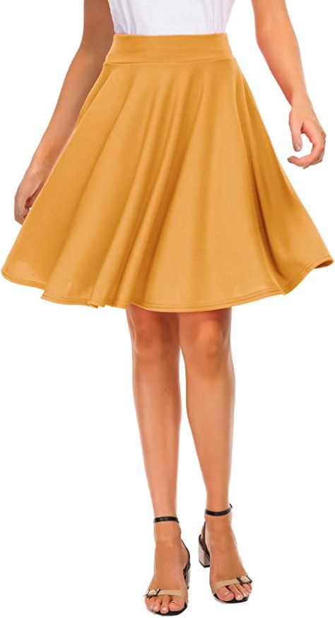 Midi length swing skater skirt. Thick, heavy material in various colors. Very comfortable and fun to wear! Practical Skirt, Sheer Midi Skirt, Flared Skater Skirt, Dancing Party, Black Skater Skirts, Midi Skirt With Pockets, Mini Skater Skirt, Tops Trendy, Basic Skirt