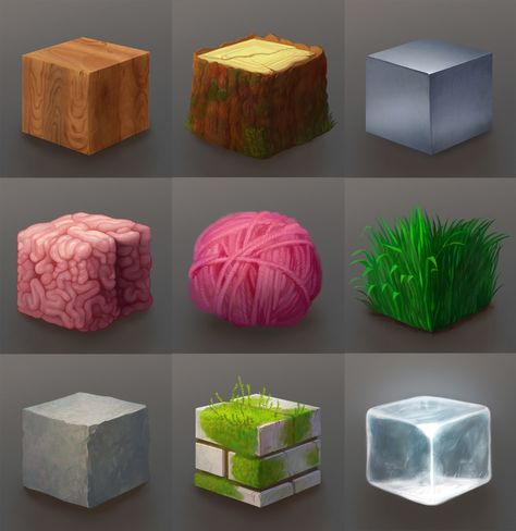 Texture Cubes, Texture Study, Material Studies, Texture Gradient, Artsy Girl, Perspective Sketch, Digital Painting Techniques, Texture Drawing, Isometric Art