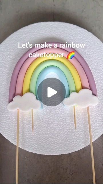 How To Make A Rainbow Cake Topper, Fondant Clouds Tutorial, Fondant Rainbow Cake Topper Tutorial, How To Make Rainbow, How To Make Fondant Rainbow, How To Make Rainbow Cake, Fondant Rainbow Tutorial, How To Make A Rainbow, Fondant Cake Toppers Tutorial