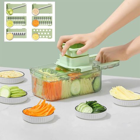 PRICES MAY VARY. 6 Interchangeable Blades - This essential vegetables chopper includes a fine dicer and 6 Blades. Prepare any meal without the mess of a knife and a board or million unused accessories! Large Container Tray - Thanks to the built-in chop lid of this cutter and fruit cutter, you will be able to chop your food directly into the collection tray. Keeping your counters clean and your kitchen spotless has never been easier! Stainless Steel Blades - Our essential chopper includes our 6mo Shein Kitchen, Vegetable Shredder, Onion Chopper, Spiralized Vegetables, Meat Salad, Food Slicer, Container Vegetables, Fruit Peeler, Mandolin Slicer