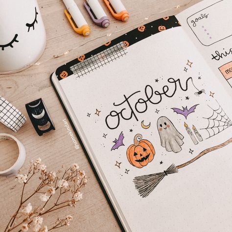 #bulletjournalideas #bulletjournalinspiration #bujodoodles #bujoinspire #journal #journalsticker #journaling #planner #bujo #bujo2023 #fall #autumn #cutedoodles #doodling #doodle Journal October Theme, Halloween Bujo, Halloween Bullet Journal, Doodle Practice, Journal October, Journals Stickers, Bullet Journal October, Bullet Journal Contents, Bullet Journal Work