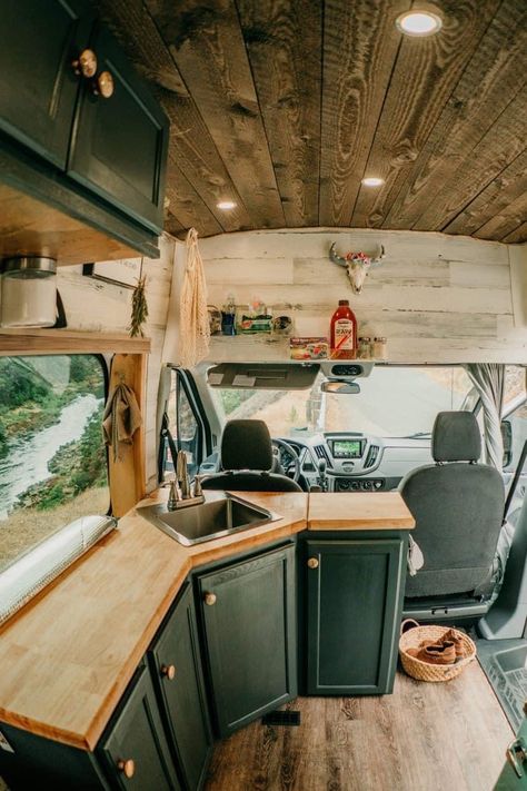 School Bus Camper, Ford Transit Camper, Travel Camper, Transit Camper, Bus Living, Van Conversion Interior, Diy Camper Remodel, Caravan Interior, Campervan Life