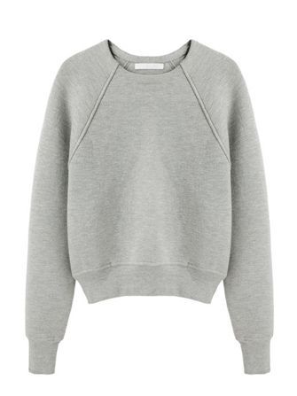 Sweatshirt with clean finish neckline... Neoprene Fashion, Normcore Fashion, Summer Pieces, 로고 디자인, Hoodie Top, Grey Sweatshirt, Alexander Wang, Tank Top Shirt, Dresser