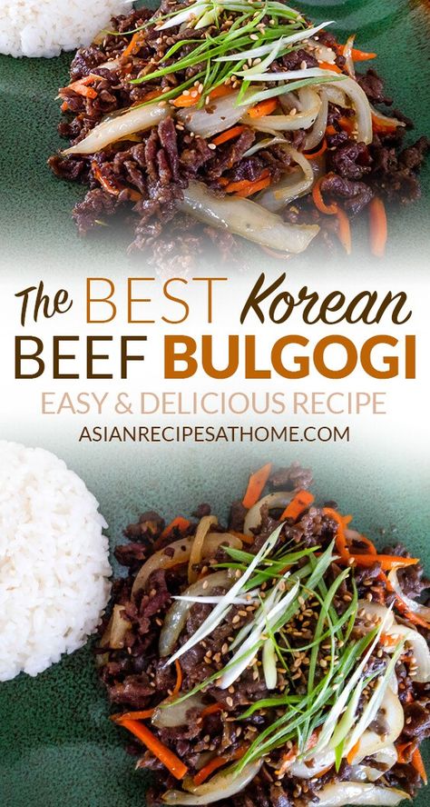 Korean Beef Bulgogi Recipe, Koreansk Mad, Beef Bulgogi Recipe, Korean Beef Bulgogi, Korean Beef Recipes, Bulgogi Recipe, Bulgogi Beef, Korean Cooking, Korean Beef