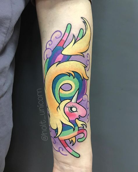 Lady Rainicorn Adventure Time tattoo Lady Rainicorn Tattoo, Fandom Tattoos, Lady Rainicorn, Adventure Time Tattoo, Cartoon Tattoo, Unicorn Tattoos, Body Modification, Princess Bubblegum, Cartoon Tattoos