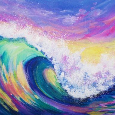 Sunset Acrylic Painting, Sunset Acrylic, Sunset Painting Acrylic, The Art Sherpa, Acrylic Painting Inspiration, Wave Painting, Acrylic Painting For Beginners, Color Challenge, Acrylic Painting Tutorials