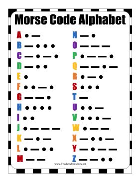 Learn the basic letters in Morse Code with this printable dot and dash classroom chart. Free to download and print Morris Code, Morse Code Alphabet, Teacher Binder Organization, Free Teacher Printables, Code Alphabet, Morse Code Words, Poem Template, Sign Up Sheets, Classroom Charts