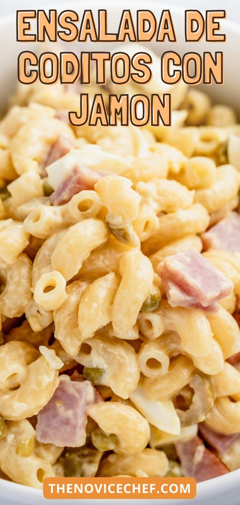 Spanish Macaroni Salad, Puerto Rican Pasta Salad, Mexican Macaroni Salad With Ham, Coditos Salad, Puerto Rican Macaroni Salad, Mexican Macaroni Salad Recipe, Easy Dishes To Make, Macaroni Salad With Ham, Mexican Macaroni Salad