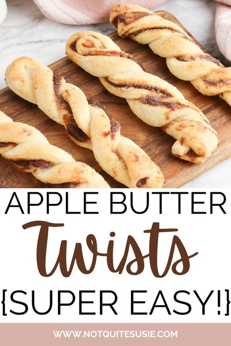 Apple Butter Crescent Twists, Apple Butter Crescent Rolls, Apple Butter Pastries, Apple Butter Puff Pastry Recipes, Apple Pie Twists, Apple Butter Rolls, Apple Butter Ideas, Apple Butter Puff Pastry, Apple Butter Baked Goods