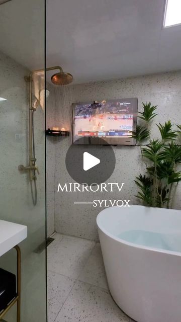 sylvox on Instagram: "“Relaxation time!” #sylvox #tv #cool #water #watertv #fyp #shorts #waterprooftv #luxuriousbathroom #bathroomdecor #bathroomdesign #home #homedecor #homedesign" Bathroom Tv Ideas, Bathroom Tv, Mirror Tv, Tv In Bathroom, Bathroom Suite, August 1, Home Design Decor, Dream Homes, Luxury Bathroom