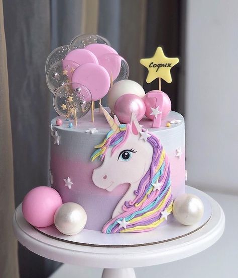 Gökkuşaği Pasta, Unicorn Cake Design, Diy Unicorn Cake, Easy Unicorn Cake, Unicorn Cake Pops, 4de Verjaardag, Pony Cake, 귀여운 음식 그림