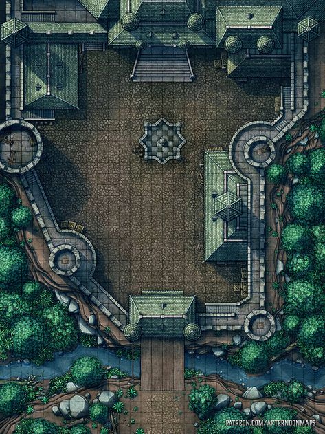 Castle Courtyard Battle Map - Launch | Afternoon Maps on Patreon Dnd Base Map, Dnd Castle Courtyard Map, Dnd Courtyard Map, Castle Battle Map Dnd, Castle Courtyard Fantasy Art, 5e Battle Map, D&d Castle Map, Dnd Battle Maps City, Castle Rpg Map