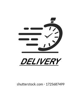 Fast delivery timer icon, fast time logo, vector isolated on white background. Fast Delivery Icon, Timer Icon, Speed Icon, Track Logo, Time Logo, Fast Times, Fast Track, Vector Logo, White Background