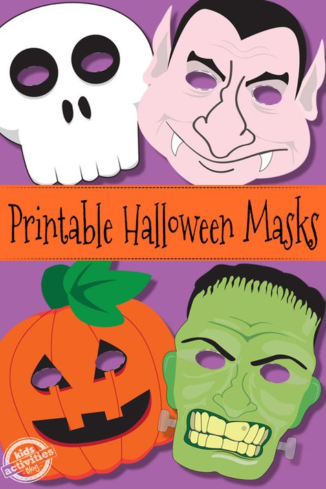 Printable #Halloween Masks - these would be great for role-playing! #preschool (repinned by Super Simple Songs) Halloween Masks Kids, Printable Halloween Masks, Imprimibles Halloween, Mascaras Halloween, Halloween Printables Free, Easy Halloween Crafts, Printable Activities For Kids, Printable Halloween, Halloween Crafts For Kids