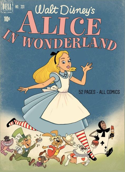 Vintage Disney Posters, Old Posters, Alice In Wonderland Poster, Dell Comic, Alice In Wonderland Aesthetic, Images Kawaii, Disney Posters, Cartoon Posters, Blue Curacao